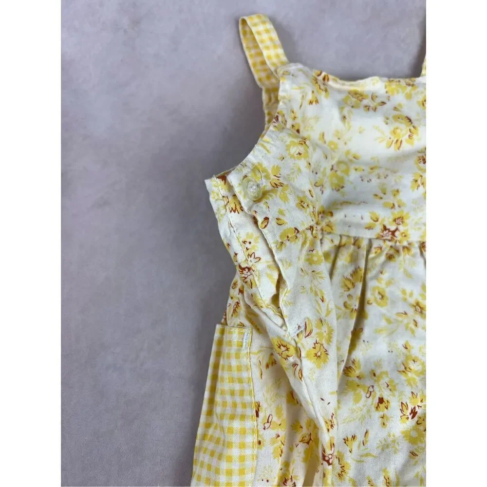 Vintage Yellow Floral Bubble Jumper Hushpuppies Size 12M 90s Y2K